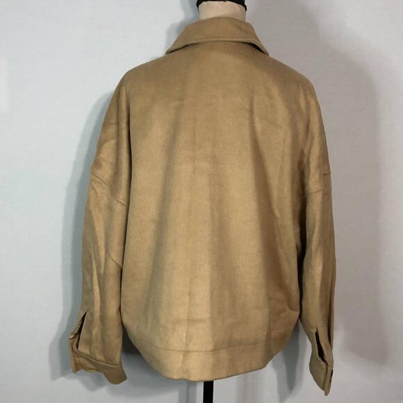 ASOS DESIGN Brushed Shacket Women's 6 Camel Beige Long Sleeve Button Closure - Picture 3 of 9